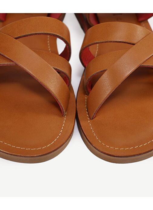 RENKLİ ASTARLI DERİ SANDALET - Görsel 6