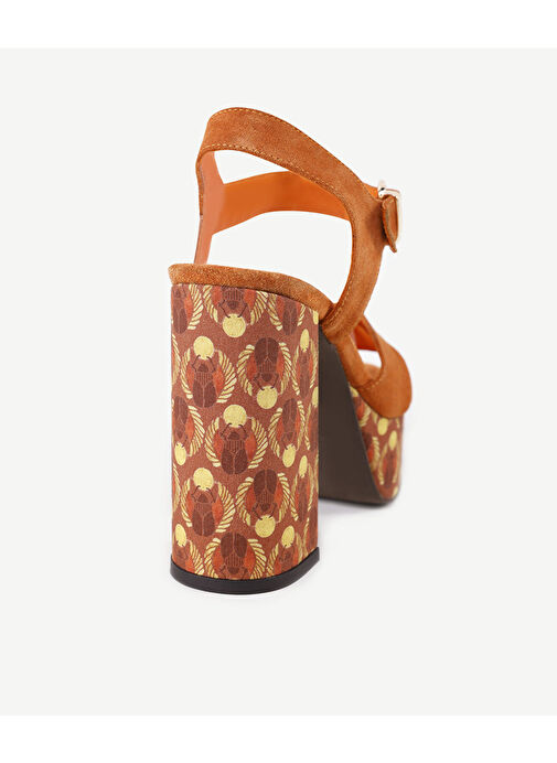 Yargıcı Turuncu Kadın Süet Platform Topuklu Ayakkabı 24YKAY4543X - Görsel 3