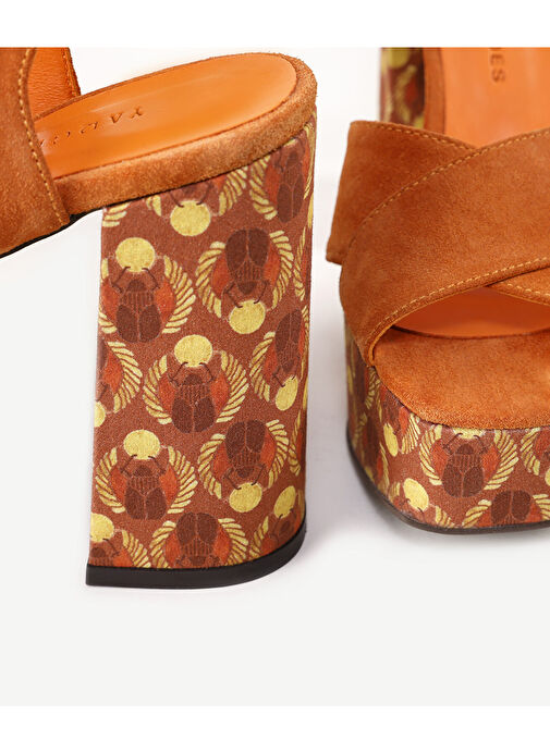 Yargıcı Turuncu Kadın Süet Platform Topuklu Ayakkabı 24YKAY4543X - Görsel 5