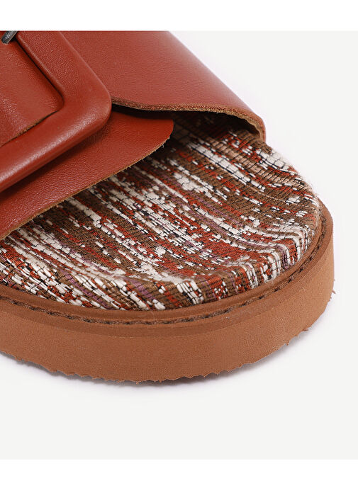 DERİ TOKA DETAYLI KUMAŞ TERLİK - Görsel 3