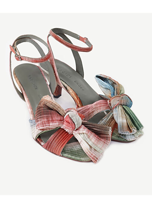 PİLİSE KUMAŞLI TOPUKLU SANDALET - Görsel 5