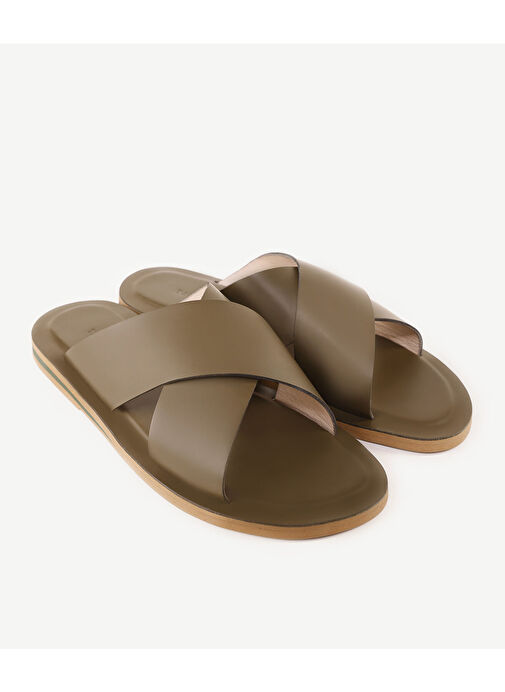 Yargıcı Yeşil Erkek Deri Terlik 24YEAY4491X - Görsel 2