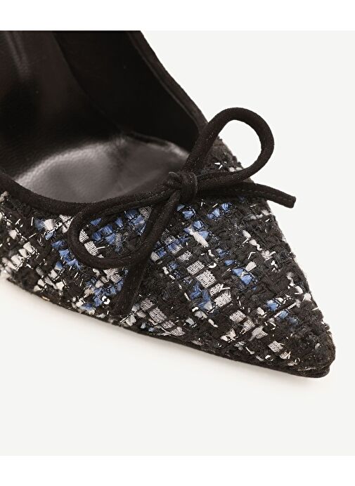 Yargıcı Siyah-Mavi Kadın Kumaş Topuklu Ayakkabı 24KKAY4002X - Görsel 3
