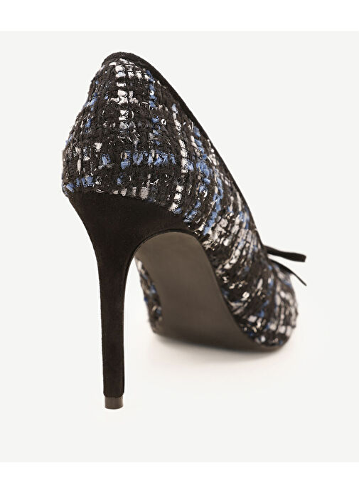 Yargıcı Siyah-Mavi Kadın Kumaş Topuklu Ayakkabı 24KKAY4002X - Görsel 4