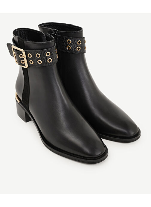 Yargıcı Yargıcı Siyah METAL TOPUK VE TOKA DETAYLI DERİ BOT | Boyner Siyah - 5. görsel