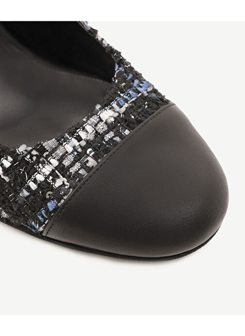 Yargıcı Siyah-Mavi Kadın Kumaş - Deri Topuklu Ayakkabı 24KKAY4029X - Görsel 3