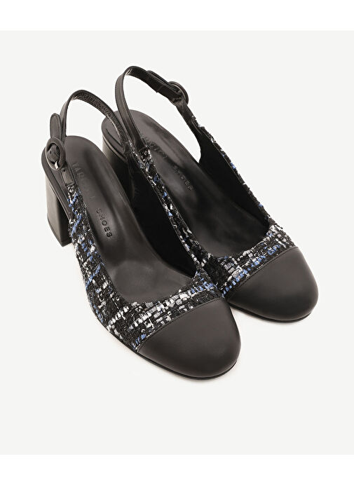 Yargıcı Siyah-Mavi Kadın Kumaş - Deri Topuklu Ayakkabı 24KKAY4029X - Görsel 5
