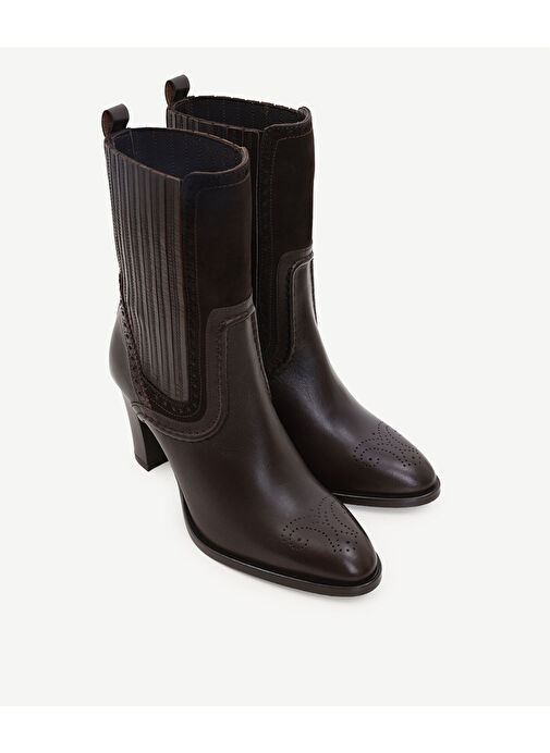 LASTİK DETAYLI YUMUŞAK DERİ TOPUKLU BOT - Görsel 5