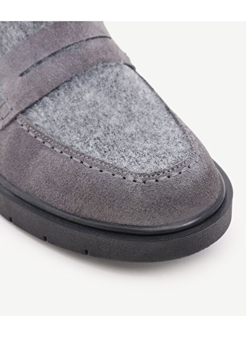 Yargıcı Gri Kadın deri Loafer 24KKAY4009X - Görsel 3