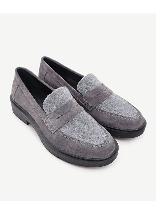 Yargıcı Gri Kadın deri Loafer 24KKAY4009X - Görsel 5