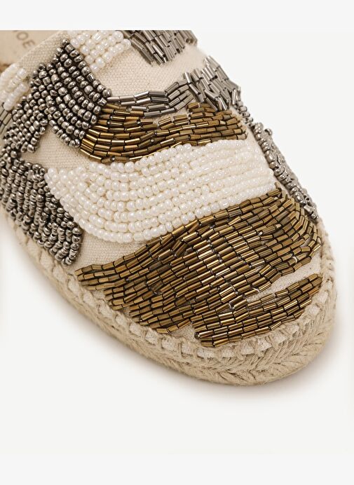 İki Renkli Boncuk İşlemeli Espadril - Görsel 3