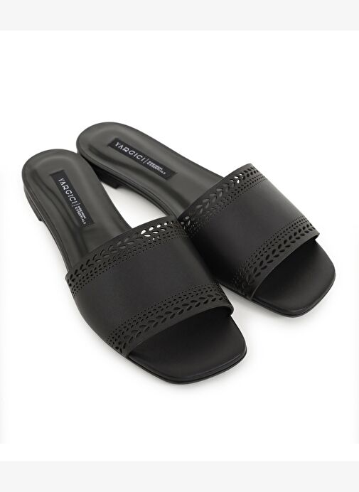 Lazer Kesim Deri Düz Terlik - Görsel 3