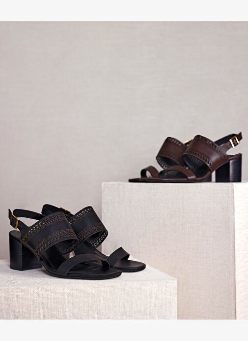 Lazer Kesim Deri Topuklu Ayakkabı - Görsel 3