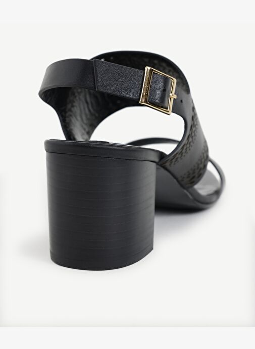 Lazer Kesim Deri Topuklu Ayakkabı - Görsel 4