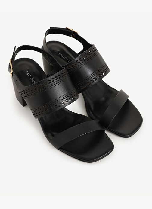 Lazer Kesim Deri Topuklu Ayakkabı - Görsel 5