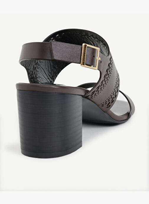 Lazer Kesim Deri Topuklu Ayakkabı - Görsel 4