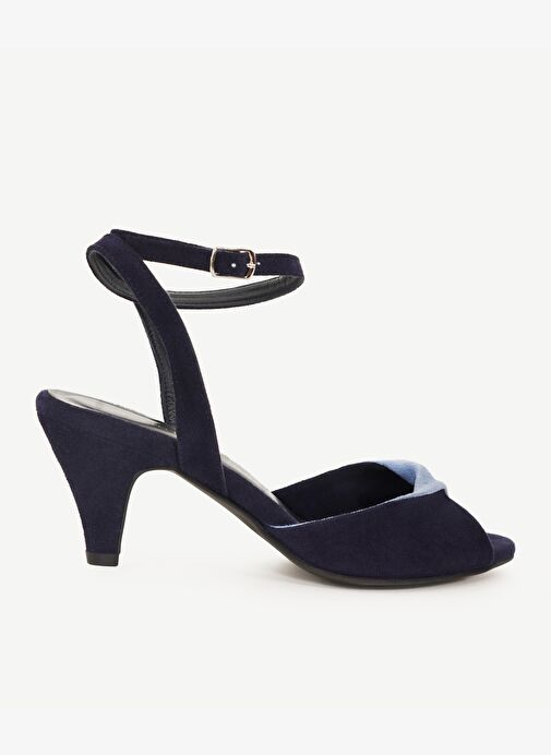 Çapraz Renk Detaylı Deri Topuklu Ayakkabı - Görsel 3