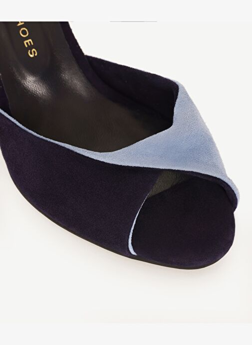 Çapraz Renk Detaylı Deri Topuklu Ayakkabı - Görsel 4