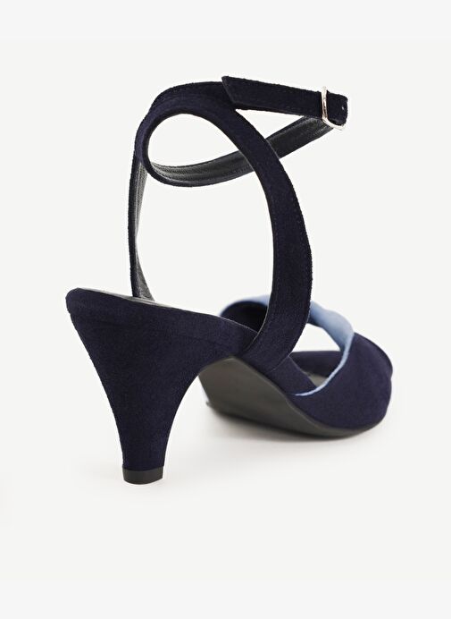 Çapraz Renk Detaylı Deri Topuklu Ayakkabı - Görsel 5