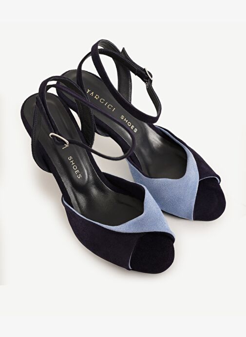 Çapraz Renk Detaylı Deri Topuklu Ayakkabı - Görsel 6