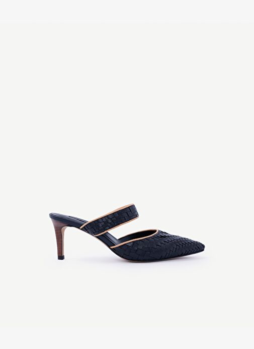 Örgü Detaylı Deri Topuklu Terlik - Görsel 2