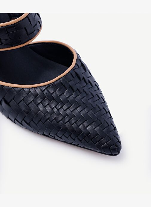 Örgü Detaylı Deri Topuklu Terlik - Görsel 3