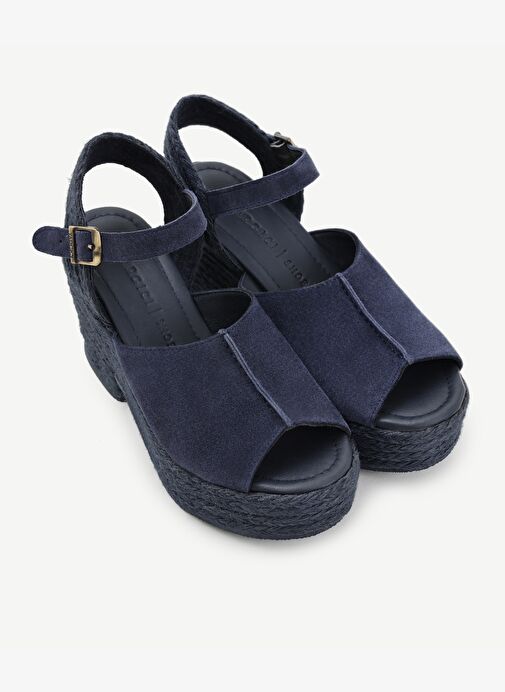 Hasır Toka Detaylı Yüksek Deri Espadril - Görsel 5