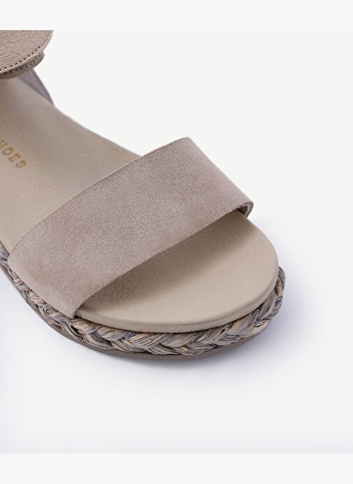 Tek Bantlı Deri Espadril Sandalet - Görsel 3