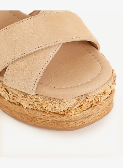 Çapraz Bantlı Yüksek Deri Espadril - Görsel 3