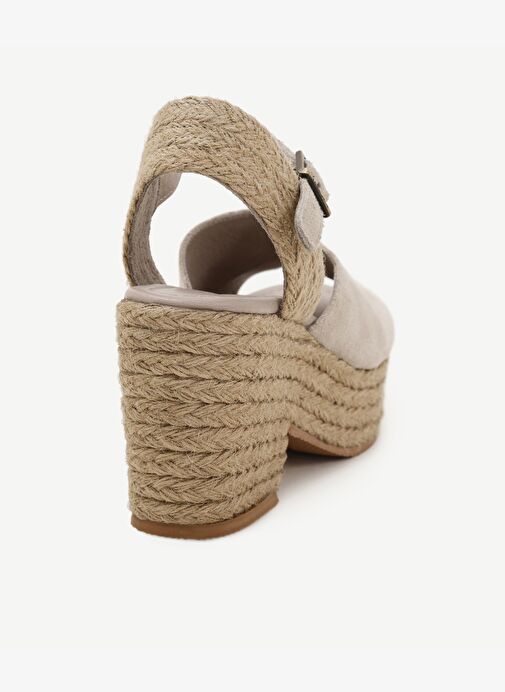 Hasır Toka Detaylı Yüksek Deri Espadril - Görsel 4