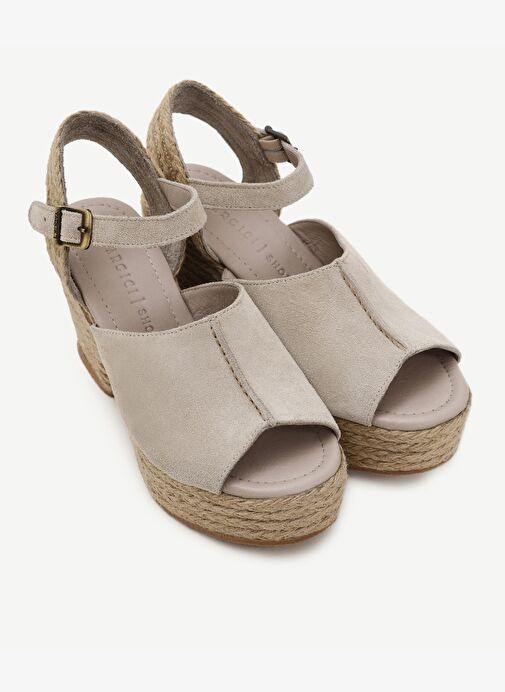 Hasır Toka Detaylı Yüksek Deri Espadril - Görsel 5