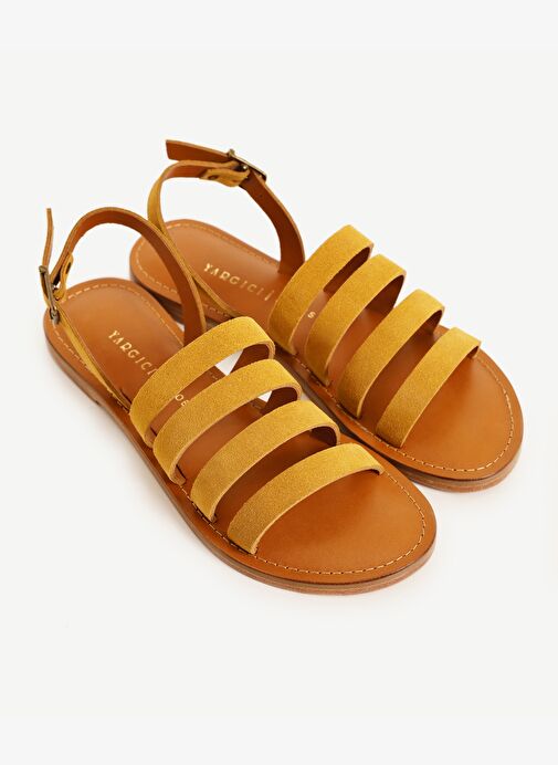 Çok Bantlı Deri Sandalet - Görsel 5