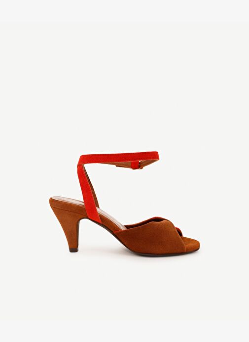 Çapraz Renk Detaylı Deri Topuklu Ayakkabı - Görsel 2
