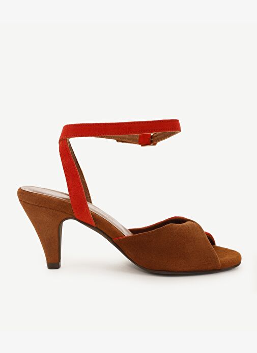 Çapraz Renk Detaylı Deri Topuklu Ayakkabı - Görsel 3