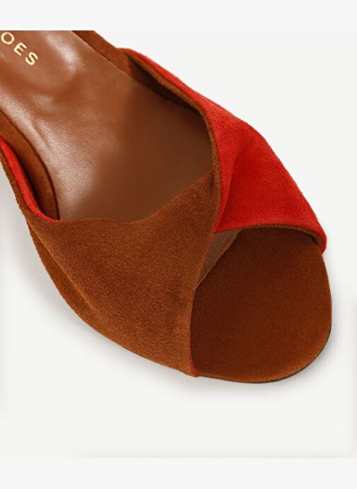 Çapraz Renk Detaylı Deri Topuklu Ayakkabı - Görsel 4