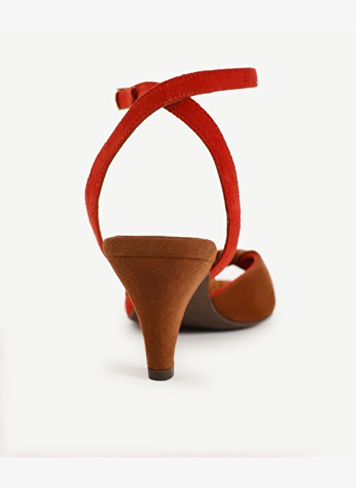 Çapraz Renk Detaylı Deri Topuklu Ayakkabı - Görsel 5