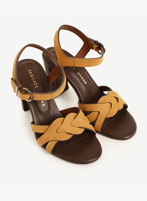 Örgü Detaylı Deri Topuklu Ayakkabı - Görsel 5