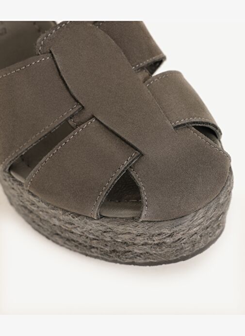 Yüksek Tabanlı Deri Espadril - Görsel 3