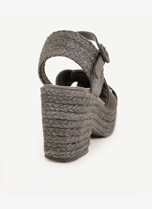 Yüksek Tabanlı Deri Espadril - Görsel 4