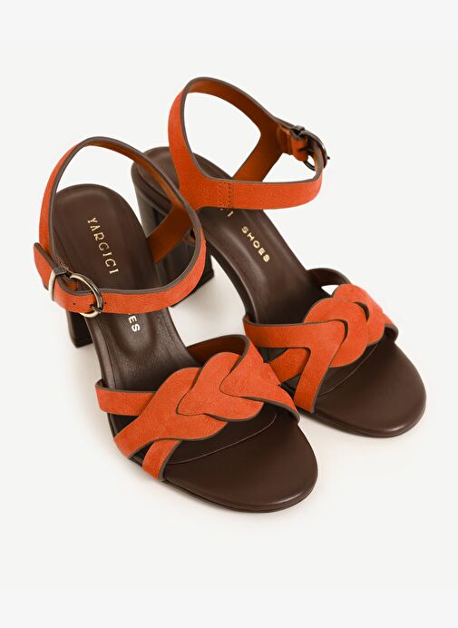 Örgü Detaylı Deri Topuklu Ayakkabı - Görsel 5