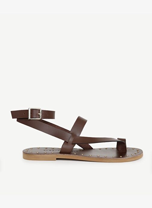 Tabanı Pimli Deri Sandalet - Görsel 2