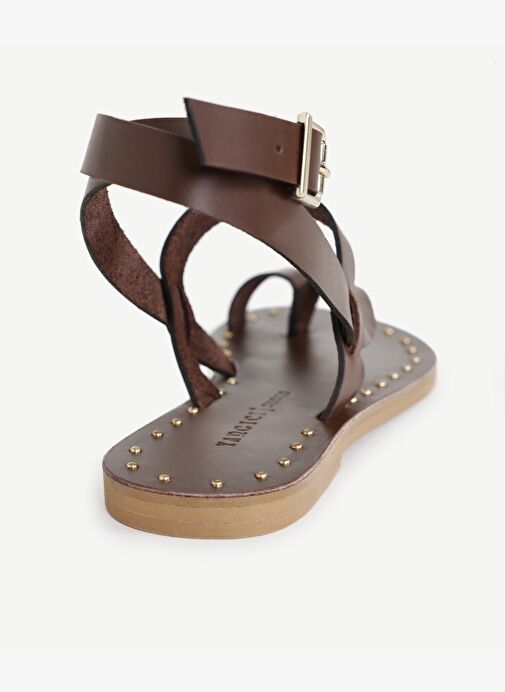 Tabanı Pimli Deri Sandalet - Görsel 3