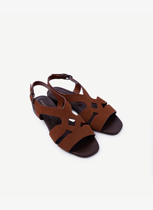 Çapraz Bant Detaylı Deri Sandalet - Görsel 5