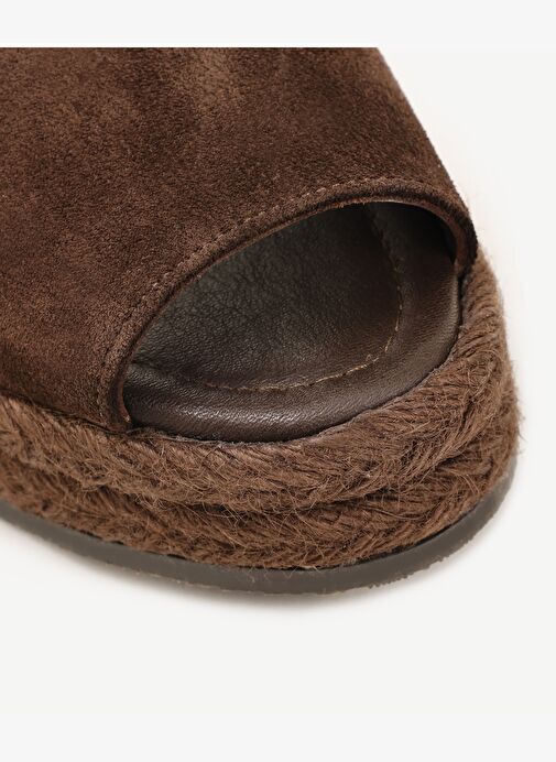 Jüt Tabanlı Deri Espadril Sandalet - Görsel 3