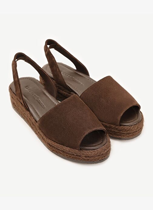Jüt Tabanlı Deri Espadril Sandalet - Görsel 5