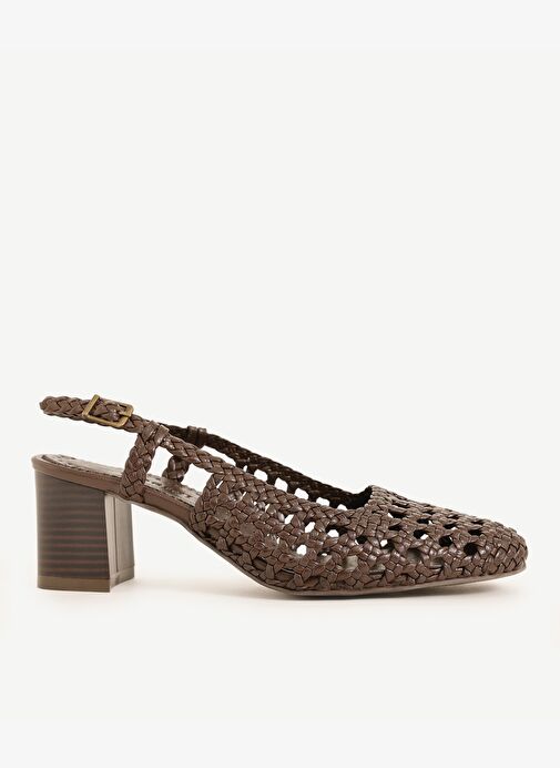 Yargıcı Yargıcı Kahverengi Deri Örgü Arkası Açık Topuklu Ayakkabı Sandalet & Terlik | Boyner Kahverengi - 2. görsel