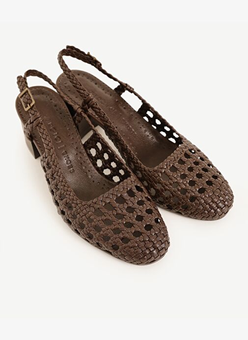 Yargıcı Yargıcı Kahverengi Deri Örgü Arkası Açık Topuklu Ayakkabı Sandalet & Terlik | Boyner Kahverengi - 5. görsel