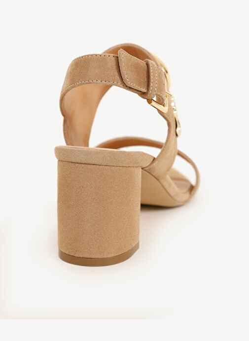 Çift Bantlı Aksesuar Detaylı Deri Topuklu Ayakkabı - Görsel 4