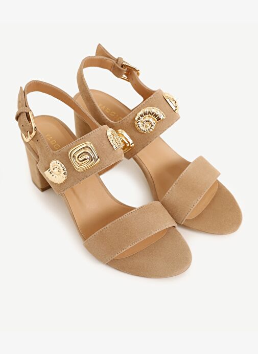 Çift Bantlı Aksesuar Detaylı Deri Topuklu Ayakkabı - Görsel 5