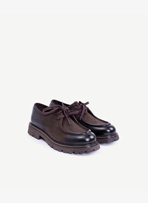 Kalın Tabanlı Deri Düz Ayakkabı - Görsel 6